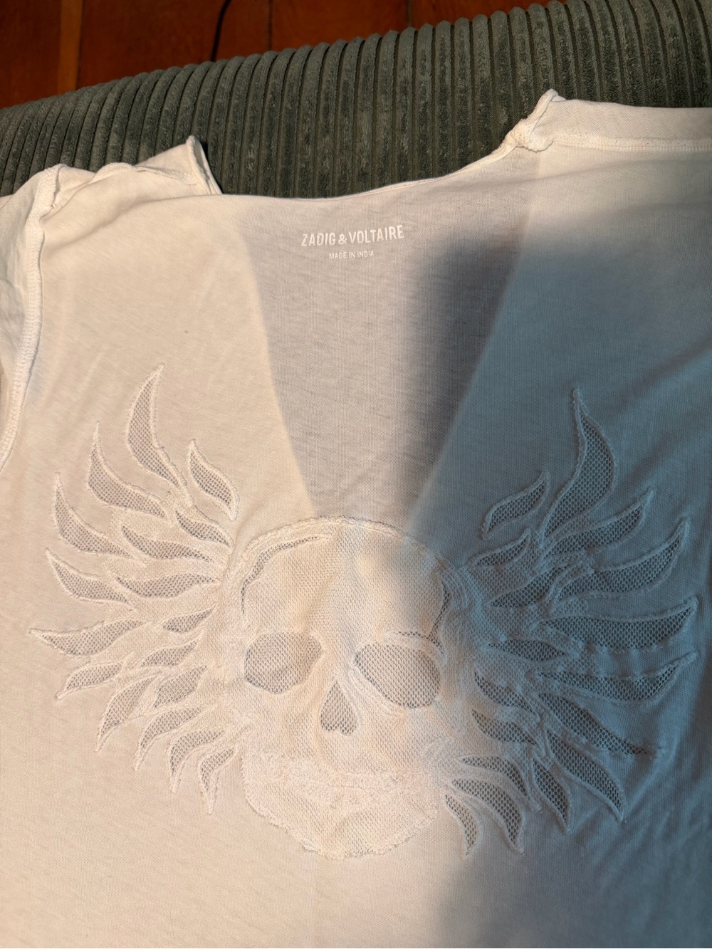 Zadig & Voltaire White Embroidered Skull Tee